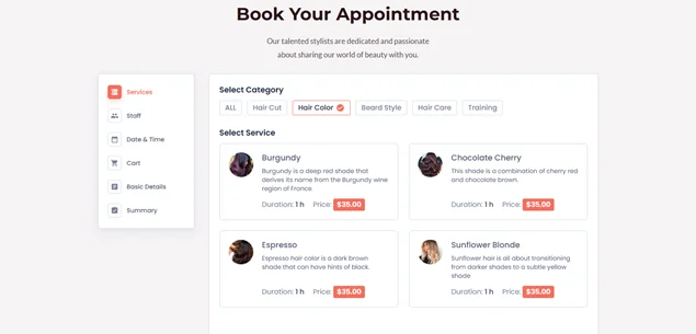 BookingPress frontend demo