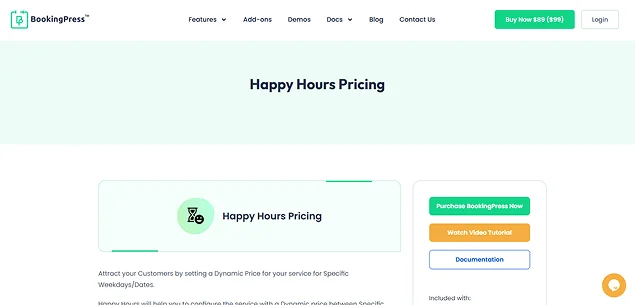 BookingPress happy hours pricing addon