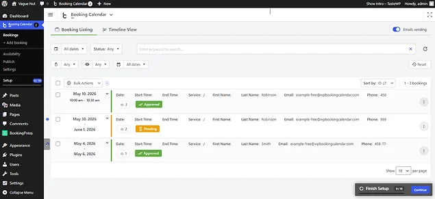 WP Booking Calendar admin panel