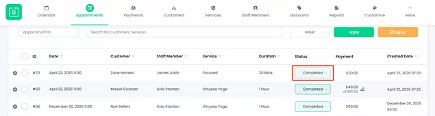 automatic staff commission calculation in Bookingpress