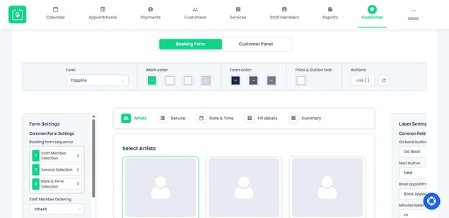 custom booking form