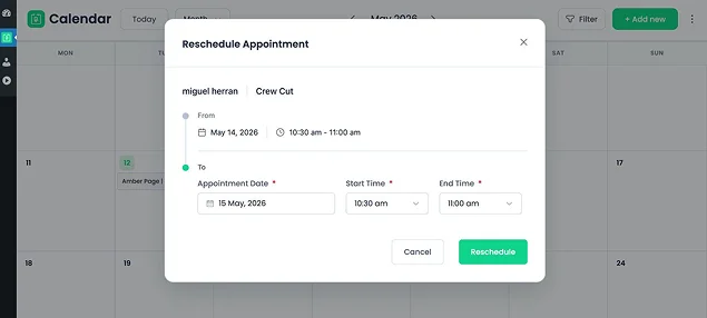 reschedule popup