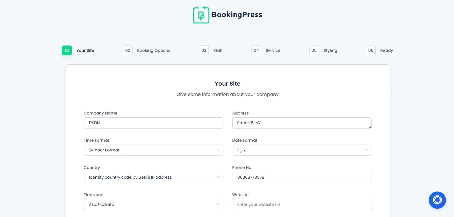 Setup your Site Details