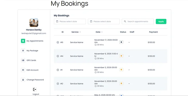 BookingPress customer panel