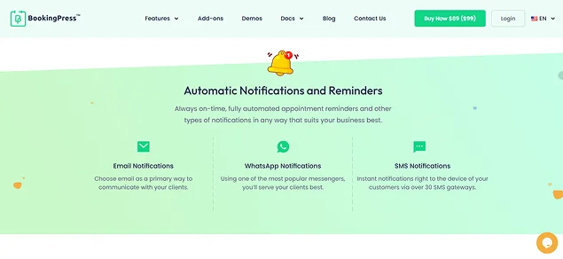 automated reminders addon in BookingPress