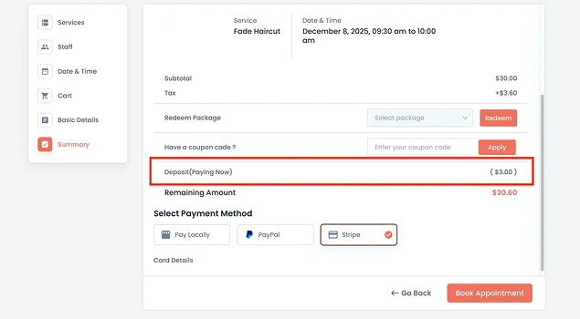 deposit payment addon