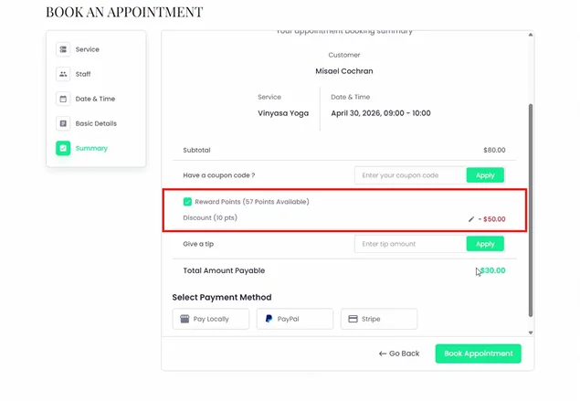 discount in appointment booking
