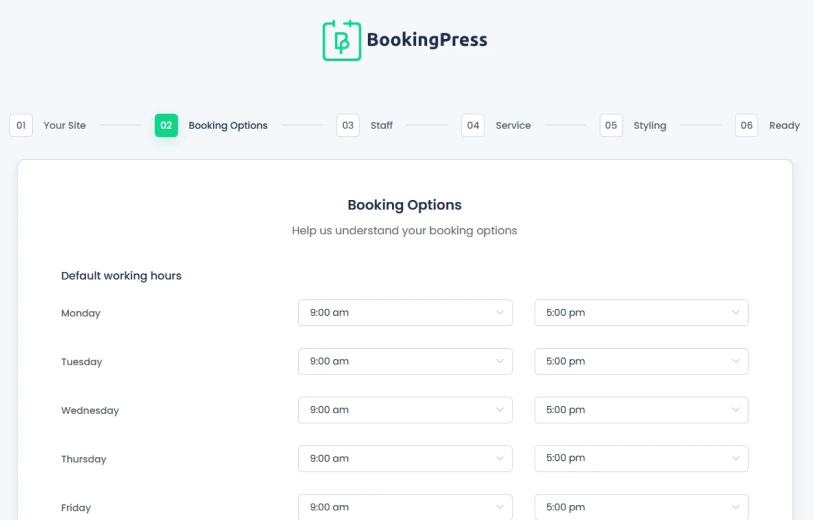 booking options in bookingpress