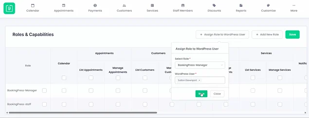 bookingpress role based access