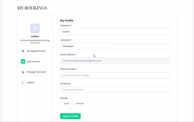 edit profile in bookingpress
