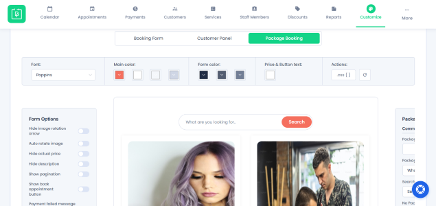 package booking customization in bookingpress