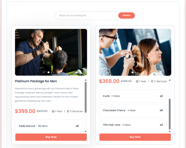 service packages frontend demo