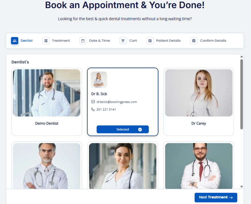 staff selection in appointment booking