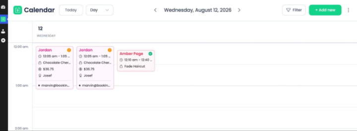 bookingpress calendar for particular day