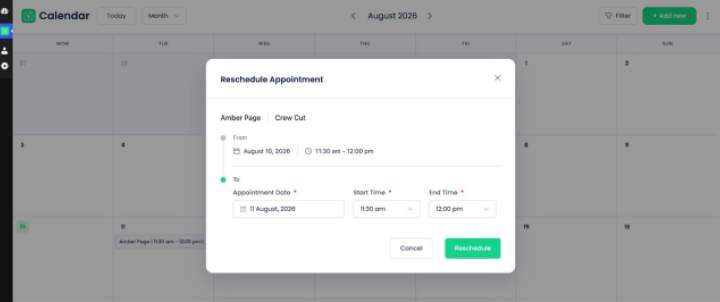 reschedule booking