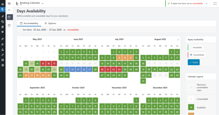 wp booking calendar dashboard