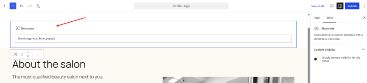 add popup booking form sortcode