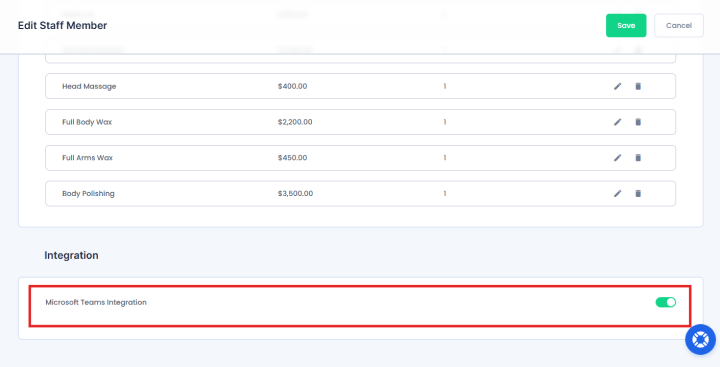 connect the staff members and select calendar