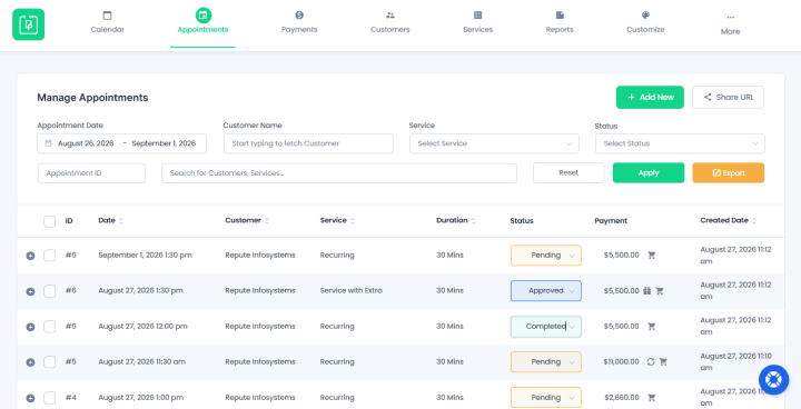 manage appointments with bookingpress