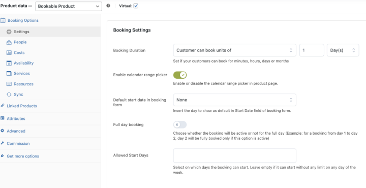 settings in yith bookings
