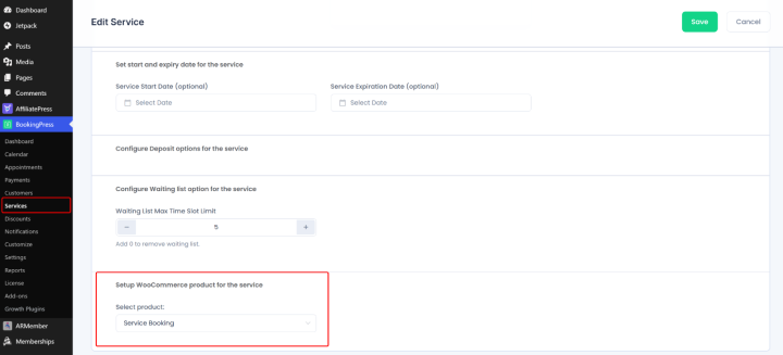 setup woocommerce product for service