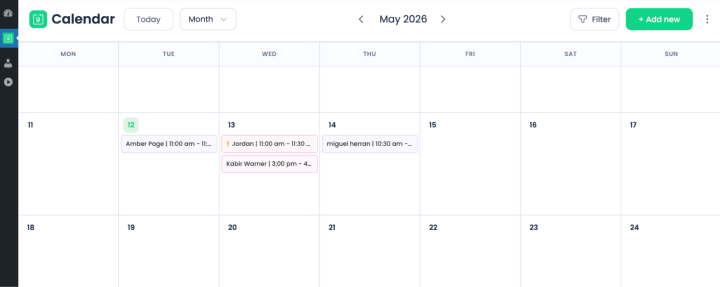 admin view of appointments