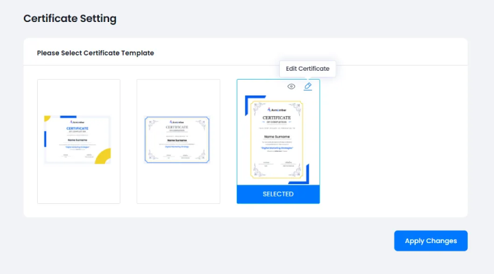 certificate setting