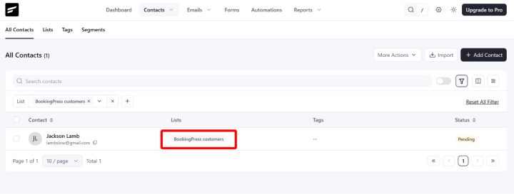 customer list in fluentcrm