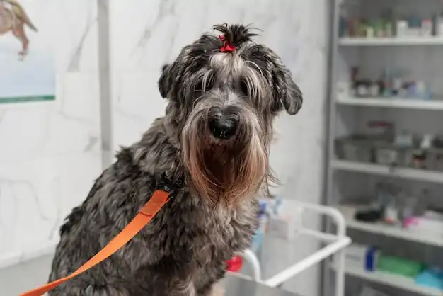 Dog at a vet clinic