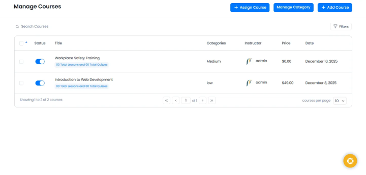 manage courses in armember