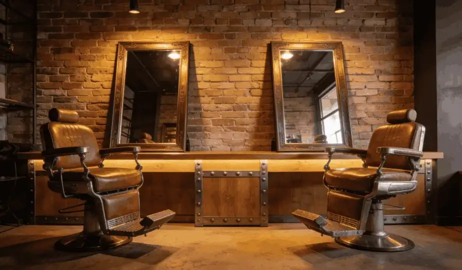 Barber trimming a client's beard